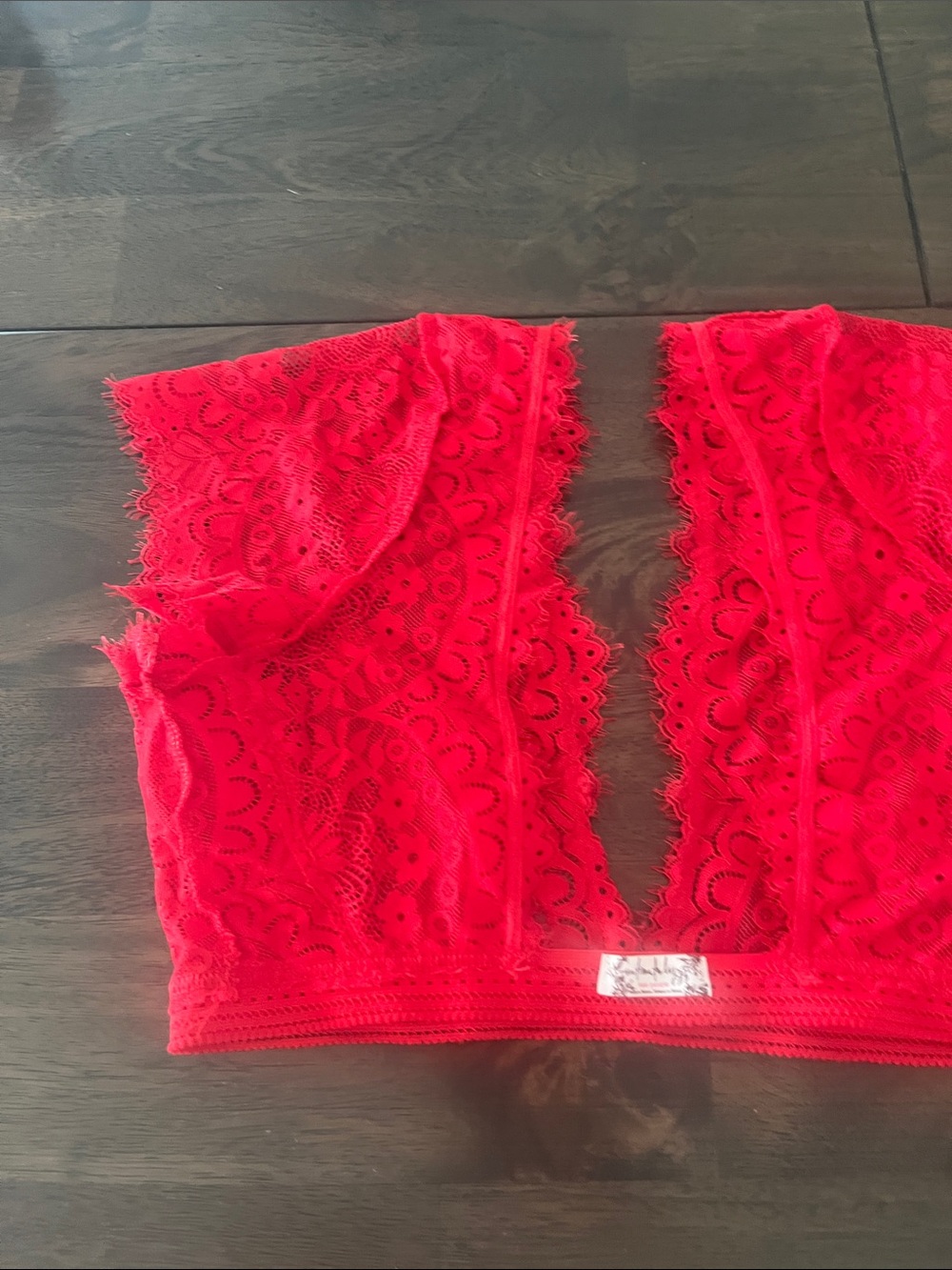 Free People Large Red Lace Plunge Bralette Top free people intimately like new - Picture 13 of 13